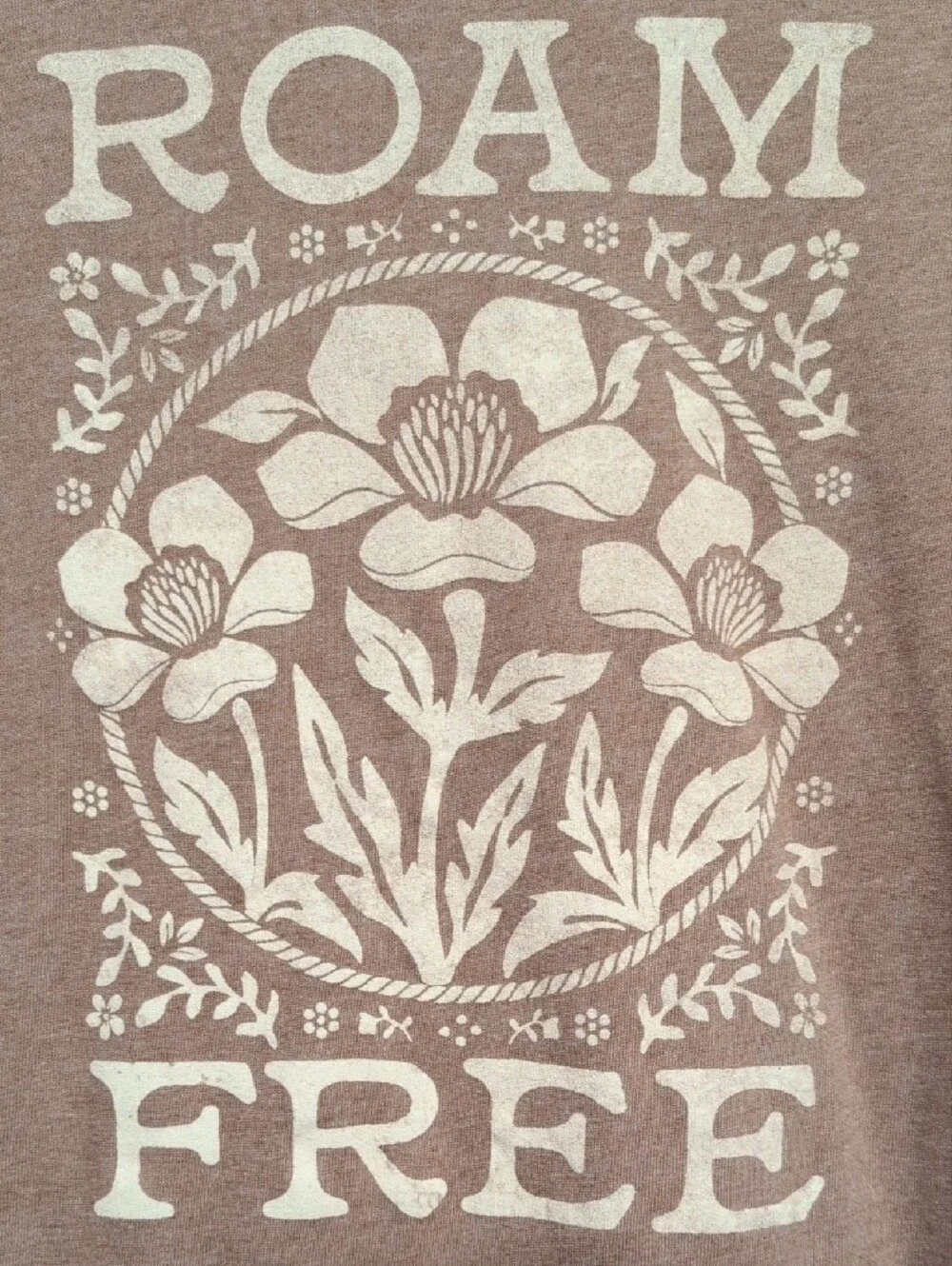 Old Navy Brown Kids 'Roam Free' Graphic Tee with Cream Floral Print